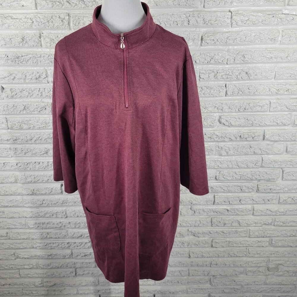 NorthStyle Women Smock Jacket 2X Plus Purple 1/4 Zip Pullover Stretch PUR44E